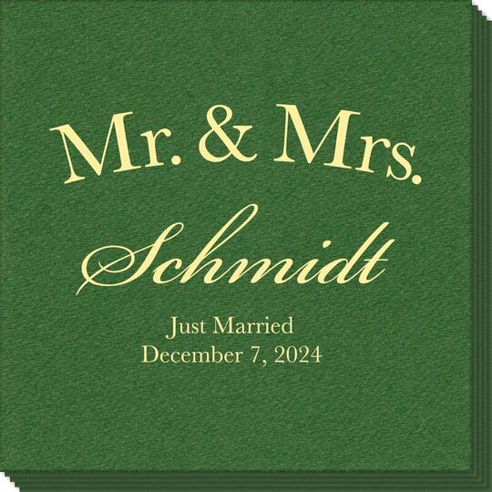 Mr & Mrs Arched Linen Like Napkins